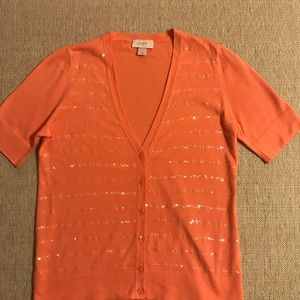 Loft coral short sleeved cardigan.  Size medium.